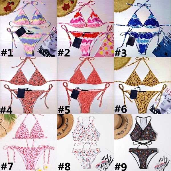 

swimsuit bikini set women one-piece flower print two-piece swimwear fast shipping bathing suits sexy