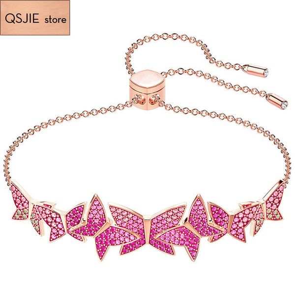 

qsjie swa three-dimensional pink butterfly ladies bracelet 200925, Black