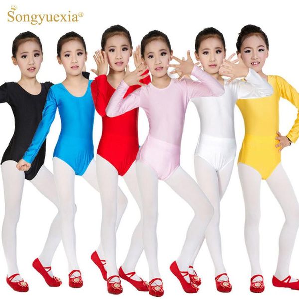 

stage wear discount long sleeved spandex gymnastics leotard for girls ballet dress clothing kids dance dancing, Black;red
