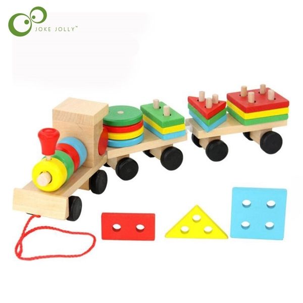 

wooden train building blocks educational kids baby wooden solid stacking train toddler block toy for children birthday gifts gyh 1008