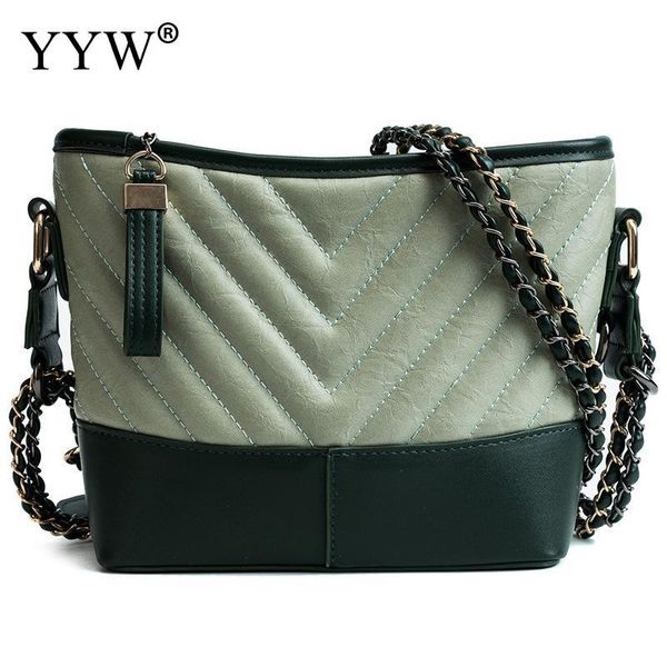 

casual large capacity shopping bag women soft geometric chain bucket crossbody bags female zipper travel handbag white silver