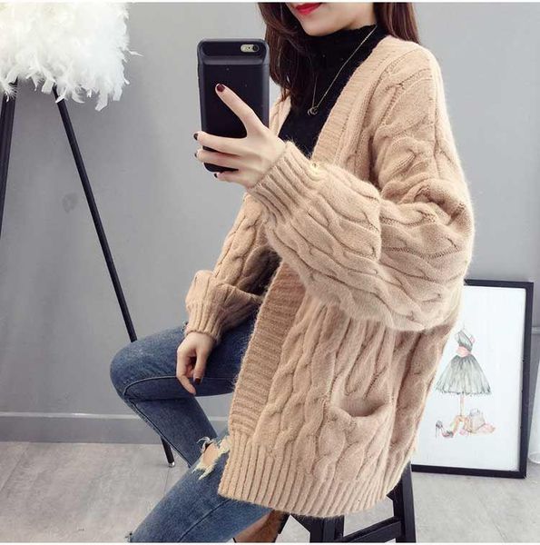 

new sweater jackets women cardigans knitted sweater jumper casual loose women cardigans clothing thick jackets, White;black