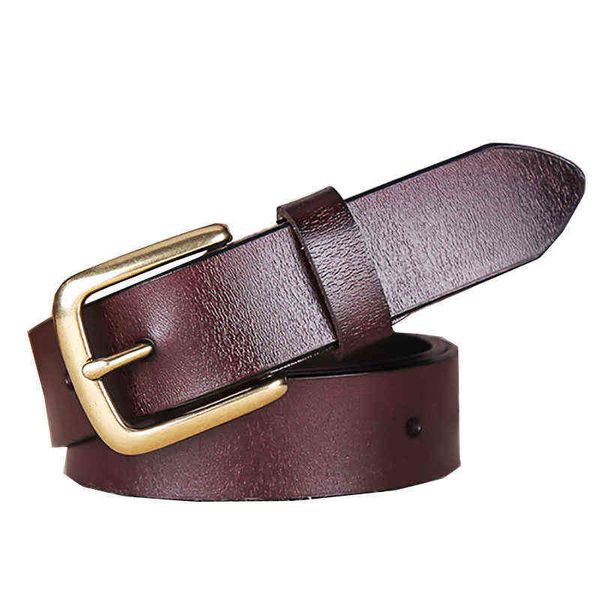 Cintura femminile di alta qualità Cintura in pelle di mucca Cintura con fibbia ad ardiglione in rame Cinture in vera pelle per donna Moda G220301