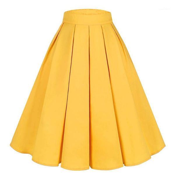 

purple retro floral print vintage pleated skirts womens 2020 high waist plus size midi skirt cotton summer swing skirt ss00121, Black