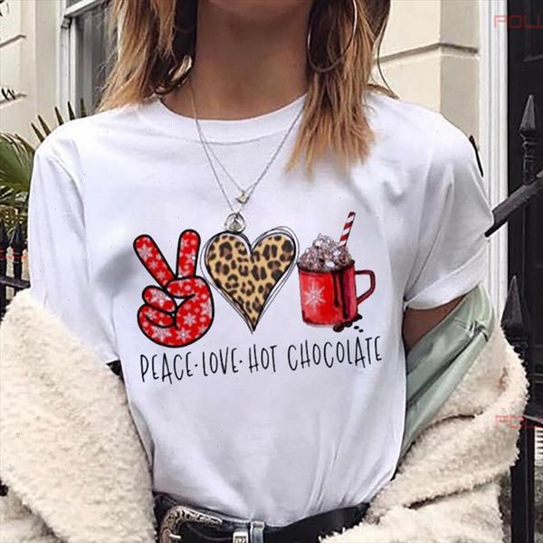 

cute peace love chocolate women t shirts christmas white t shirt girl harajuku short sleeve tee female 90s clothes