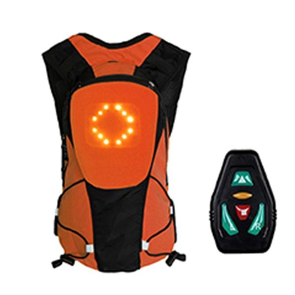 Himiss Sports Mochila Backpack Backpack LED ADVERTÊNCIA Sinal de Segurança de Luz Traseira USB Bicicleta Sem Fio Bolsas Nylon Q0705