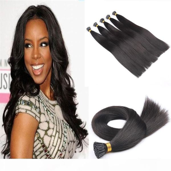

#1b natural color 1g strand 50 strands per pack keratin fusion stick i-tip human hair extensions, Black