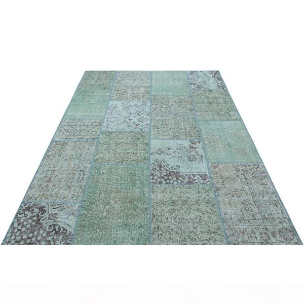 

80x150cm light green patchwork carpet, handmade rug wool carpet decorative rug