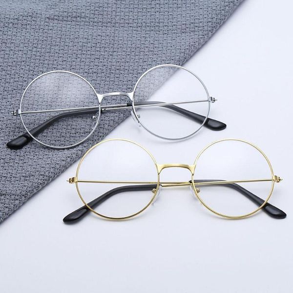

retro light circular flat lens fashionable women large thin mental frame round sunglasses chic circular flat mirror glasses, White;black