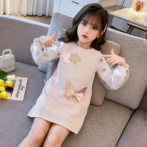 

red new korean 2020 girls' net children's strap skirt autumn drs two piece suit v6f9, Red;yellow