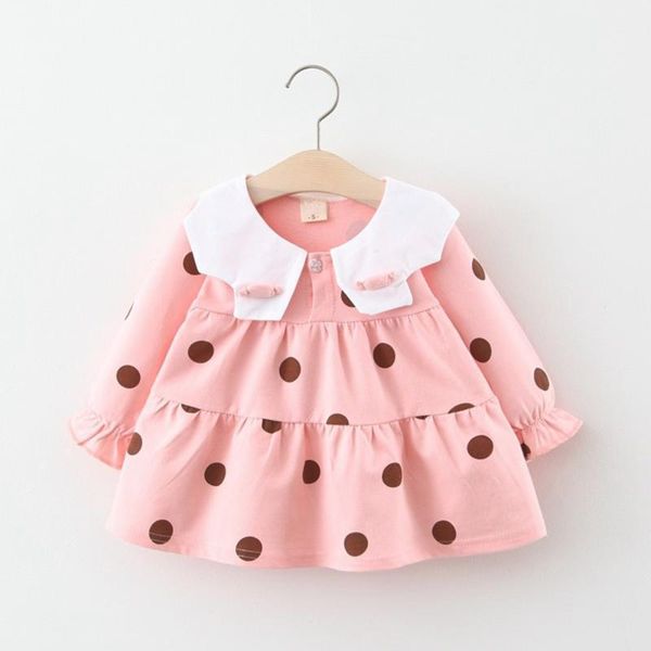 

girl's dresses girls princess dress 2021 autumn children kids baby infants turn-down collar dot polka long sleeve casual s109951, Red;yellow