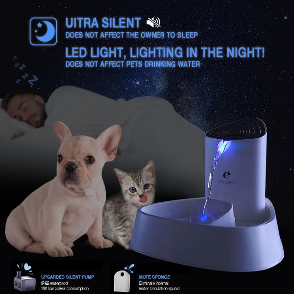 

1.8l cat water fountain quiet matic pet water dispenser for cats dogs birds electric drinking bowl activated carbo sqceok