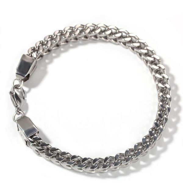 

ice out 6mm miami cuban link chain stainless steel gold hip hop bracelet men's fashion jewel bbycdb, Black