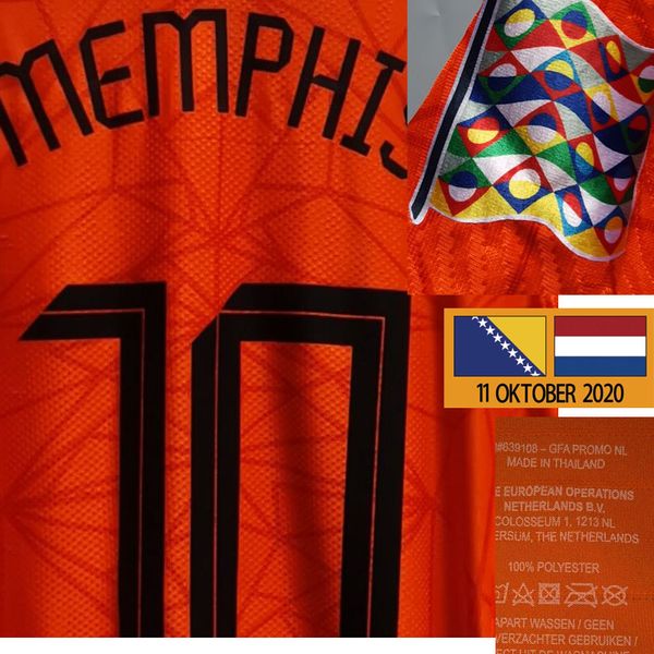 

2020 match worn player issue de jong de ligt wijnaldum with match details soccer patch badge home textile