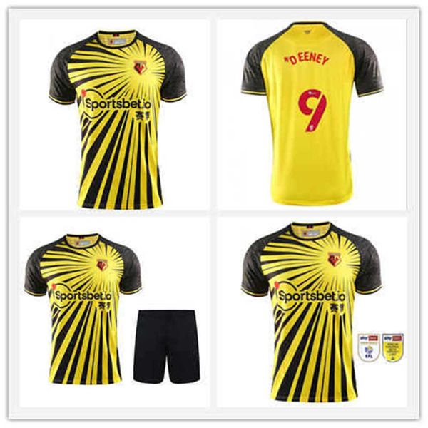 

kids 20 21 kelme watford f.c. home yellow soccer jersey 2020 2021 watford f.c. men shorts football shirt custom sales, Black;yellow