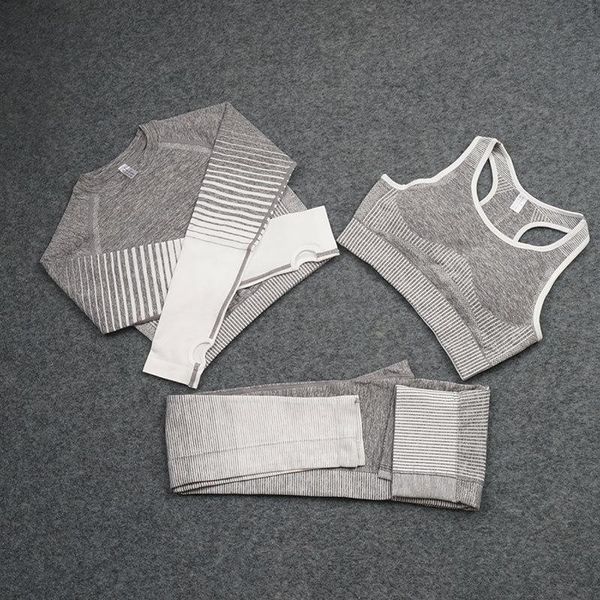 

fashion woman designer tracksuits fitness pant yoga set sportwear gym wear clothes flame leggings lady three pieces set sports suit autumn, Gray