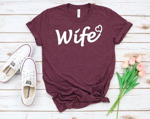 

wife love heart print women tshirt cotton casual funny t shirt gift 90s lady yong girl drop ship s 877, White