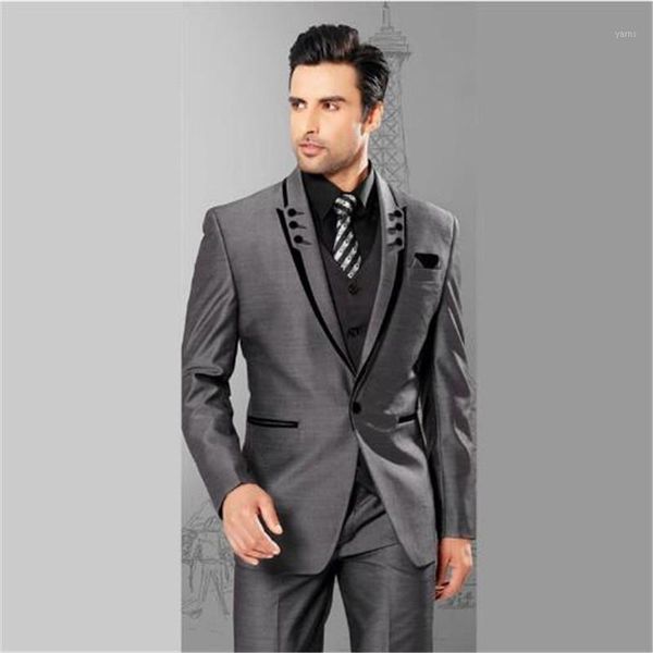 

custom made grey suits for men 3 pieces(jacket+pants+vest+tie) terno masculino groom blazer custom tuxedo man clothes1, White;black