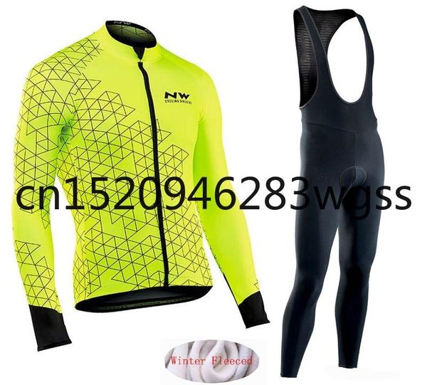 

nw 2021 winter thermal fleece cycling clothes northwave men jersey suit sport wear jacket bike mtb clothing warm bib pants set, Black;blue