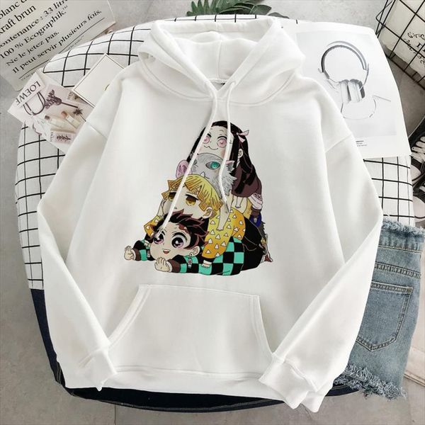 

anime demon slayer kawaii pullover sweatshirt hoodie women kamado tanjirou costume hoodies harajuku kimetsu no yaiba streetwear, Black