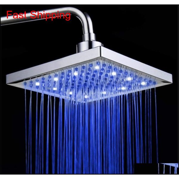 

led shower head temperature 3 color changing 8 inch square abs chrome finish 12 leds for bathroom b qyltsf bdenet