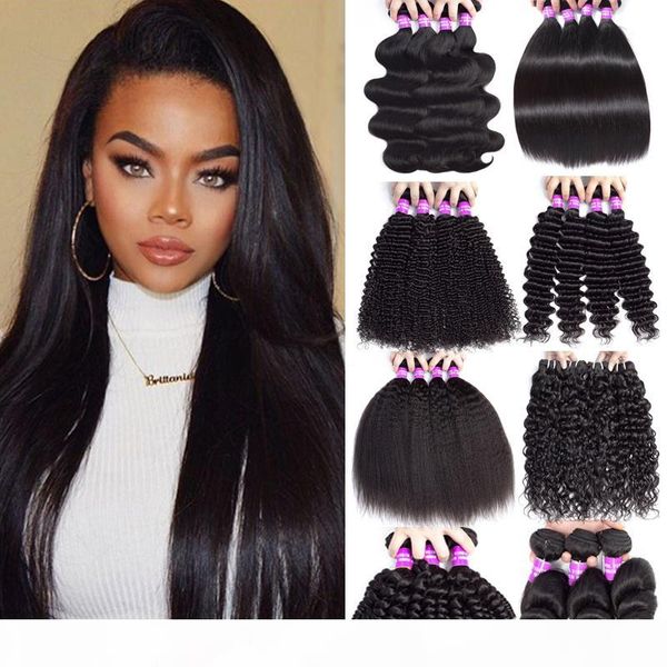

9a indian straight human hair 4bundles 30inch wholesale virgin hair bundles deals body wave deep wave water wave unprocessed hair extension, Black