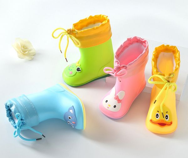 

children candy colors rain fashion boots for girls kids cartoon baby autumn winter boys rubber ankle shoes 1 2 3 4 5 6 year old, Black