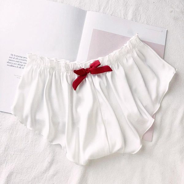 

women silk satin solid lingerie pajamas bottom underwear underpants shorts brief women's plus size satin imitation silk home und1, Black;pink