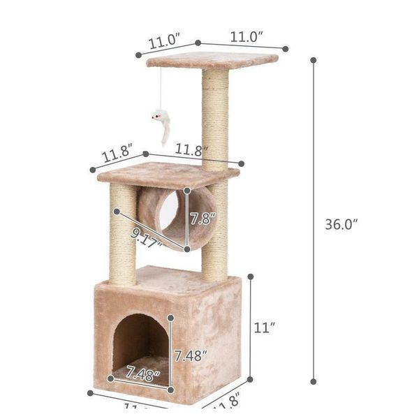 

36" cat tree bed furniture scratching tower post condo kitt qyleqg bdesports