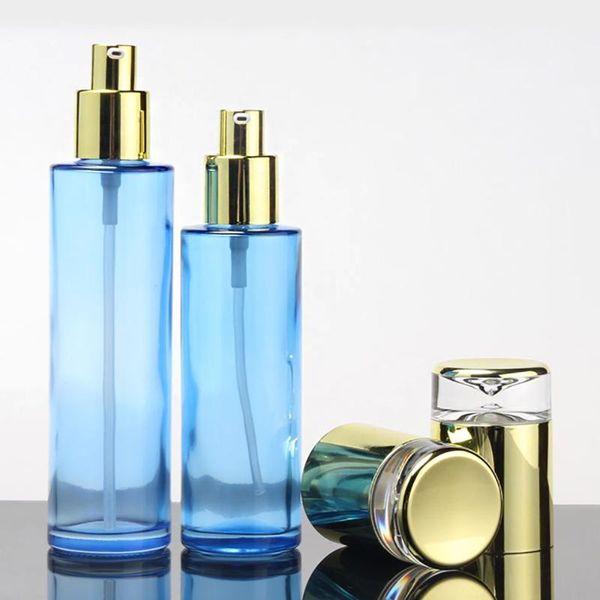 

glass blue shower cream bottle 40ml with lotion/spray pump container1