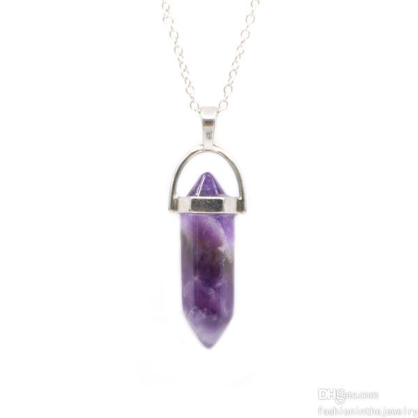 

fashion necklace designer jewelry luxury natural stone pendants for women crystals pendant necklaces rose quartz crystal chakra amethyst gir, Silver