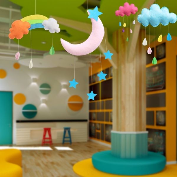 

595pu decoration decoration felt kindergarten kindergarten large handmade non-woven nonwoven fabric hanger cloud extra large felt room room