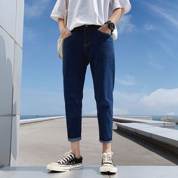 

brem 2021 men's pants spring and winter's new thin feet jeans clothes c78b, Blue