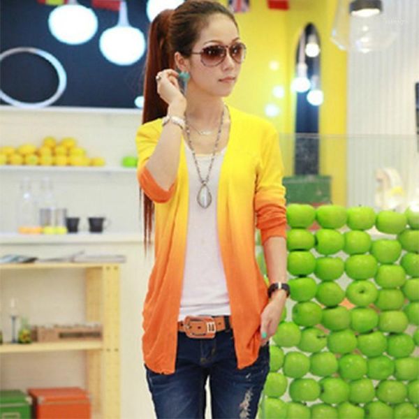 

wholesale- 2017 spring summer women  long cardigan knitted sweater long sleeve gradient color thin bolero sweater casual dress1, White;black