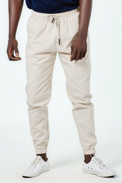 

men's pants beige washed jogger, Black