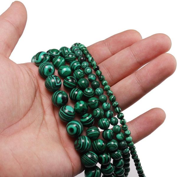 

1strand lot 4 6 8 10 12 mm synthetic stone green malachite round loose spacer beads for jewelry making diy bracelet wholesale h wmtykz