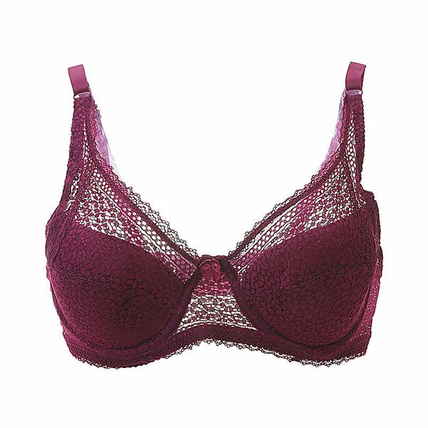 Mulheres Sexy Underwire Acolchoado Cima Bordado Bra 80d 85D 90D 95D Brassiere Push Up Bras Plus Size Sexy Bras para Mulheres 201202