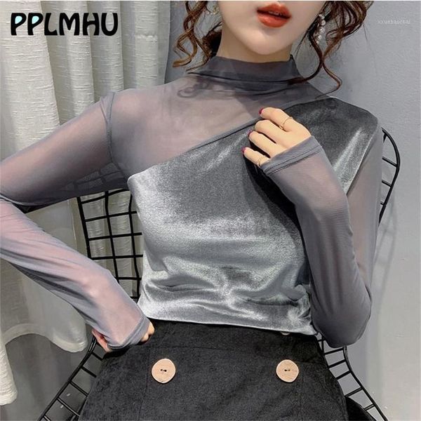 

women slim chiffon velvet shirt casual basic spring summer fashion long sleeve black gary khaki korean style blouses new1, White
