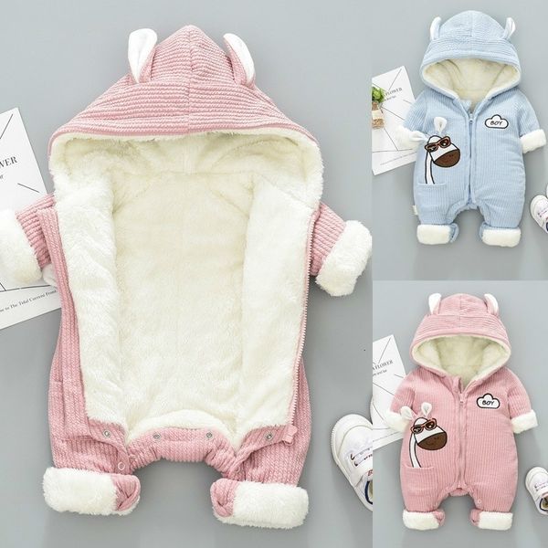 

new winter overalls for kids coat baby snow wear newborn snowsuit boy warm down cotton girl clothes bodysuit 0-18m y200901, Blue;gray