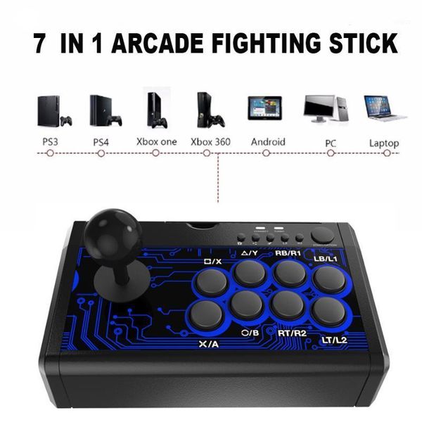 

game controllers & joysticks 7 in 1 usb wired arcade fighting stick joystick with metal base for / switch/p3/pc/android series xboxone(s)/36