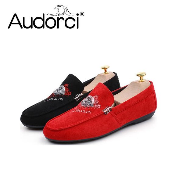 

audorci 2020 2 color spring men's fashion boat peas shoes man light loafers shoe male handmade driving flats shoes size 39-44, Black
