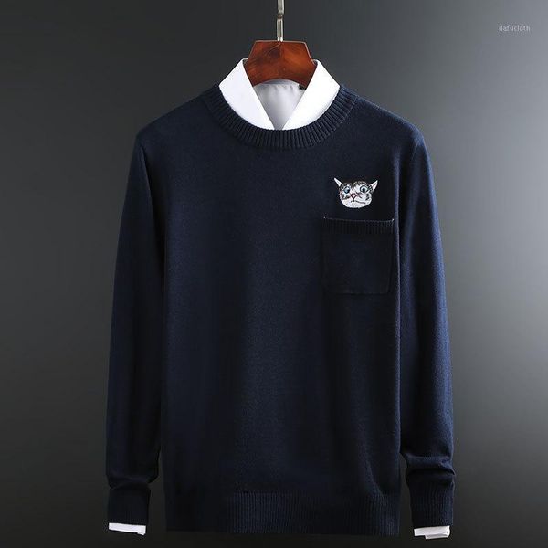 

sweater men 2020 winter round neck pullover men's sweater jacket slim cotton mens fashion trend solid color male1, White;black