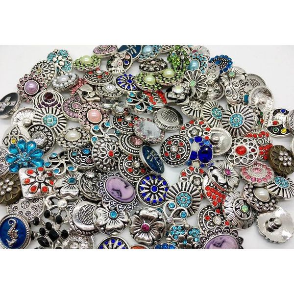 

wholesale 50pcs lots 18mm snap button mixed style metral rhinestone ginger snap jewelry sanps chunk button for wmtzrq beauty888, Golden;silver