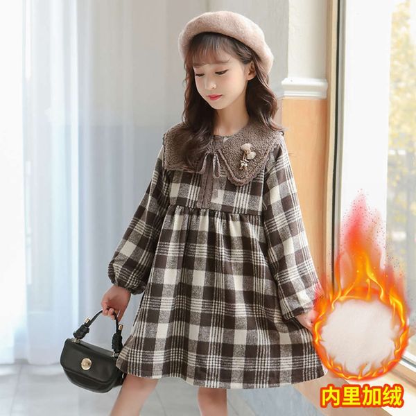 

french princs base girls' tweed plaid skirt with women's autumn and winter drs, Red;yellow