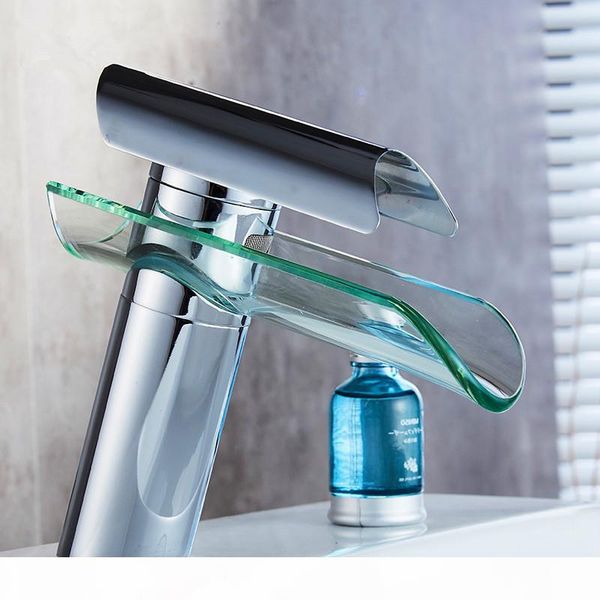 

liuyue glass basin faucet copper chrome bathroom low basin waterfall faucets u type single handle design sink cold mixer tap