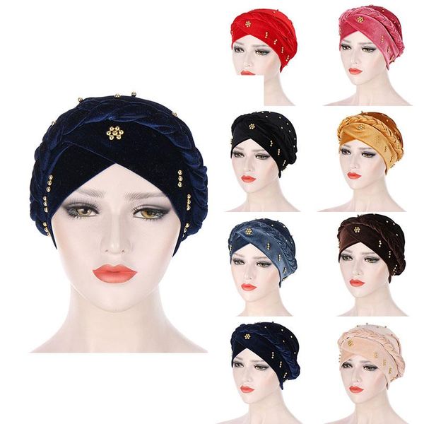 

beautiful baotou caps classic turban hat comfortable colorful hat warm fashion trend head wearing 1 pc korean velvet caps, Red