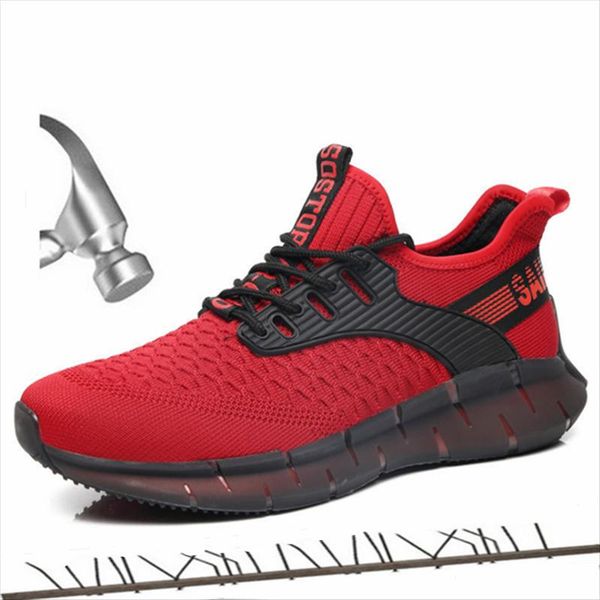 

обувь air mesh безопасности men boots buffer легкая работа обувь стали toe проколостойкий конструктор кроссовки нерушимый, Black
