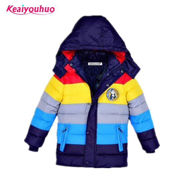 

jackets boys stripe down 2020 baby winter kids warm outerwear hooded coat for 2-7 yrs children clothes, Blue;gray