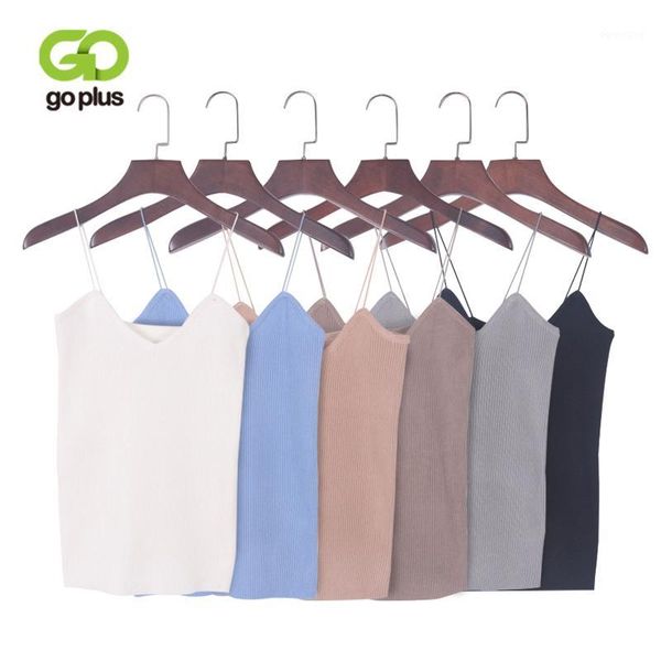 

goplus 2019 fashion crop spring knitted tank striped women vest v neck tight camis female sleeveless blouse1, White