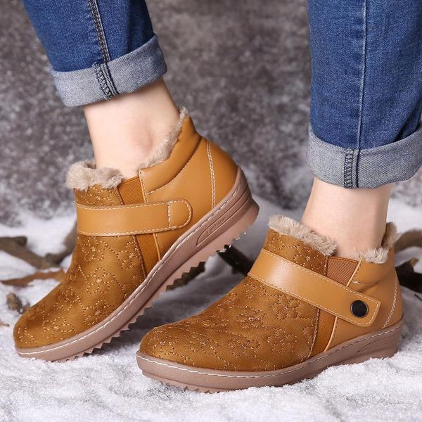 

new 2020 winter short warm snow boots women warm fur lining waterproof pu leather casual women ankle boots size 35~43, Black